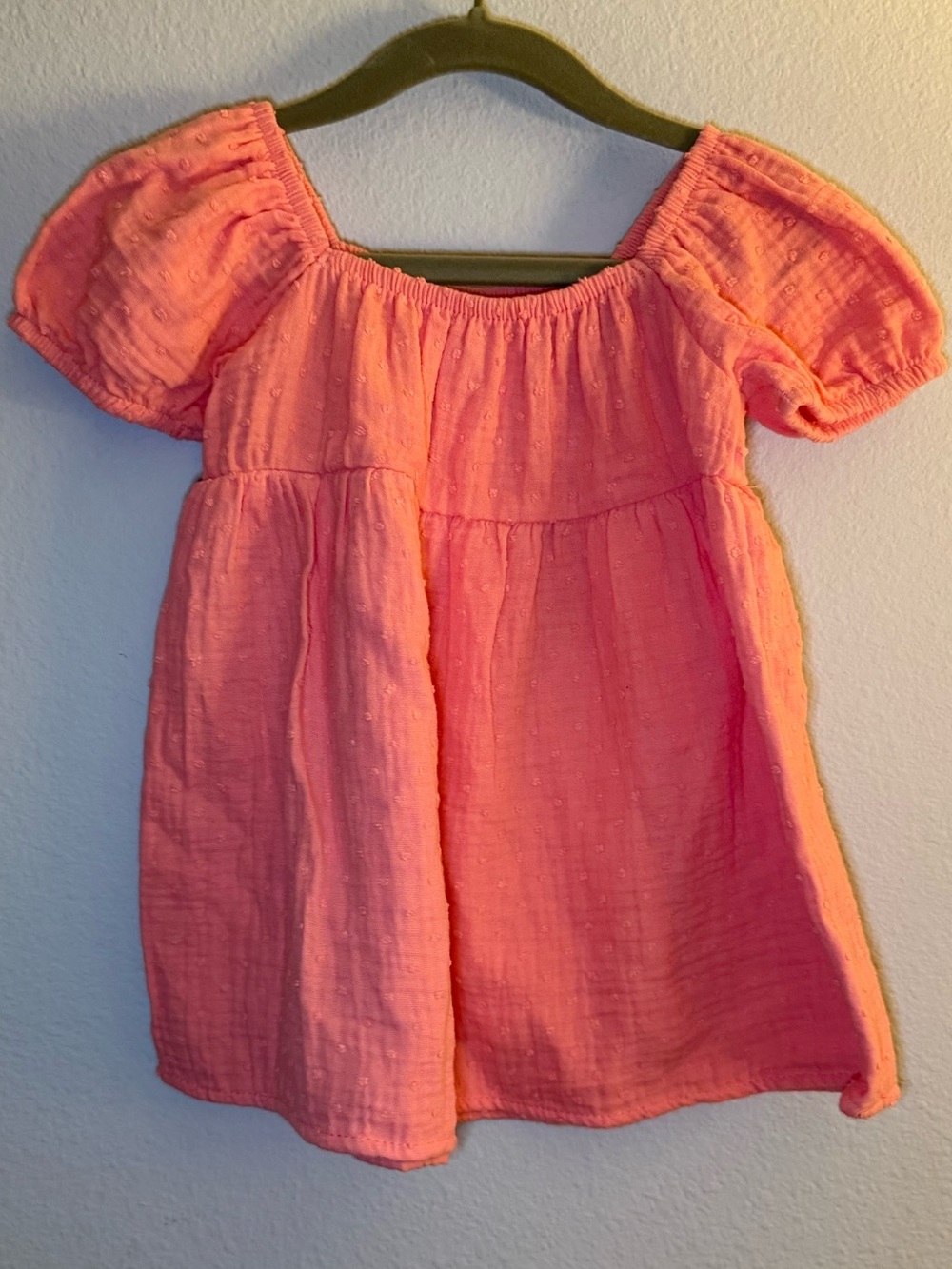 wonder nation Coral Pink Short Sleeve Peasant Top for Girls